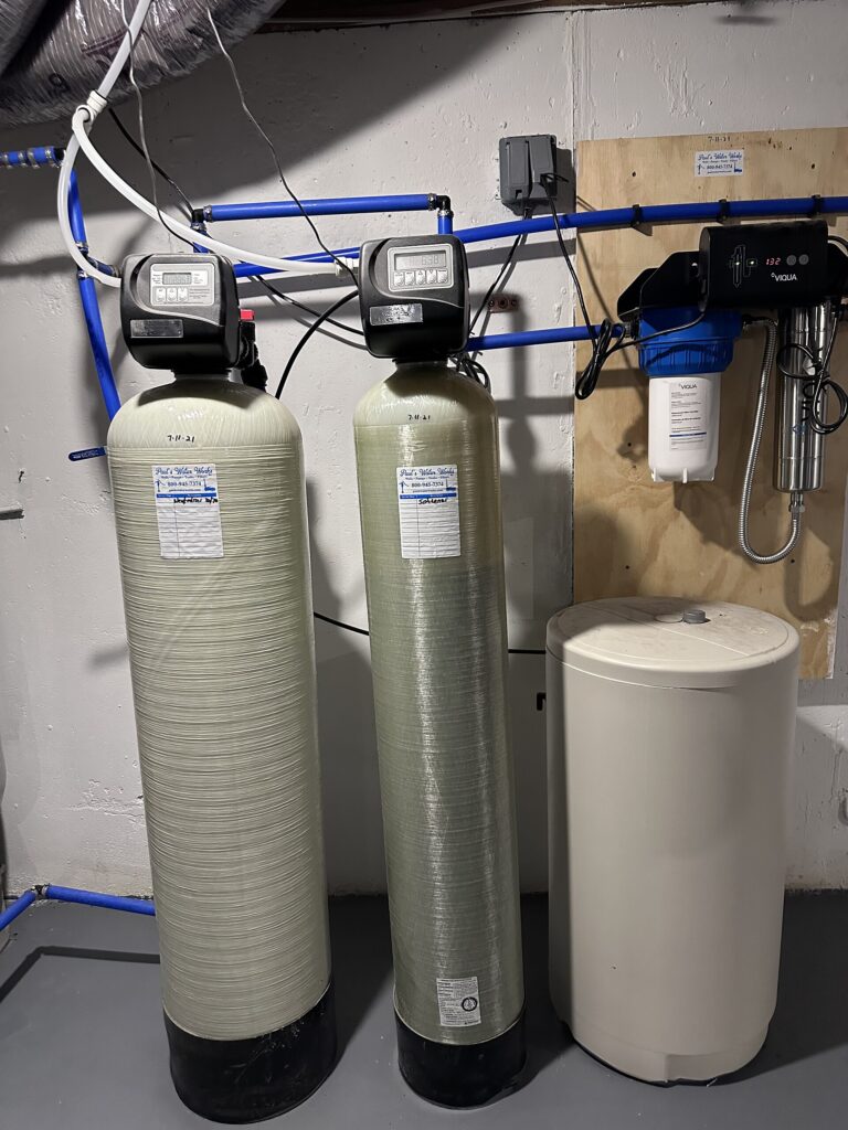 Water treatment and filtration cylinders installed in a plant room